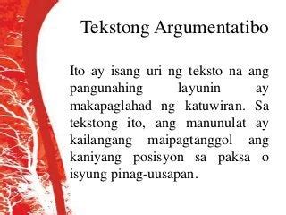 artikulong argumentatibo|Tekstong Argumentatibo. “NARARAPAT NA .